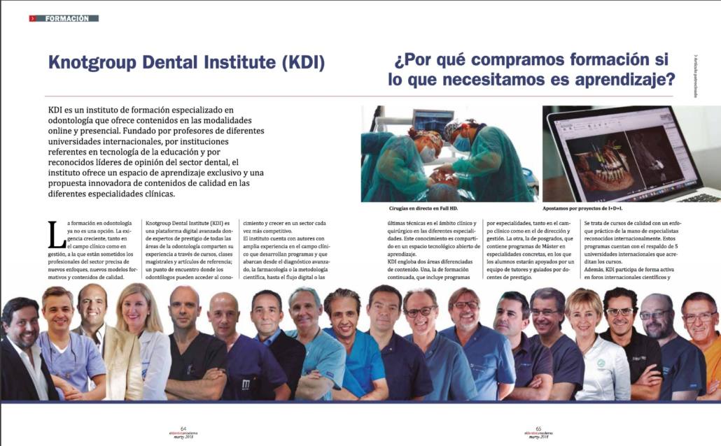 Revista eldentistamoderno. Artículo KDI, Knotgroup Dental Institute, página interior