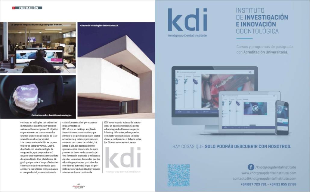 Revista eldentistamoderno. Artículo KDI, Knotgroup Dental Institute, página interior